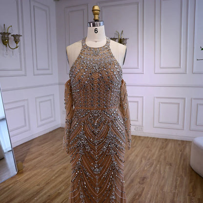 Luxury Turquoise Halter  Mermaid Evening Dress LA72980