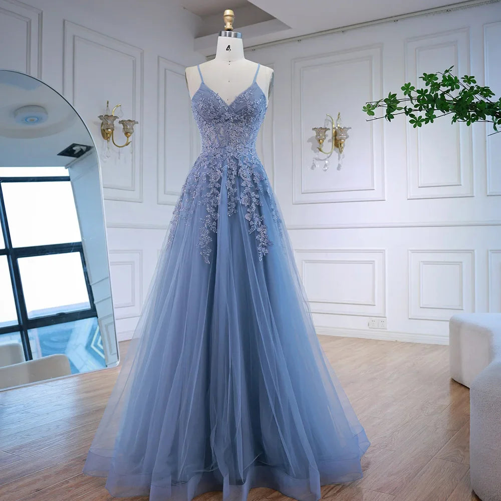 Luxury Pink Tulle A Line Prom Dress with Appliques LA73009