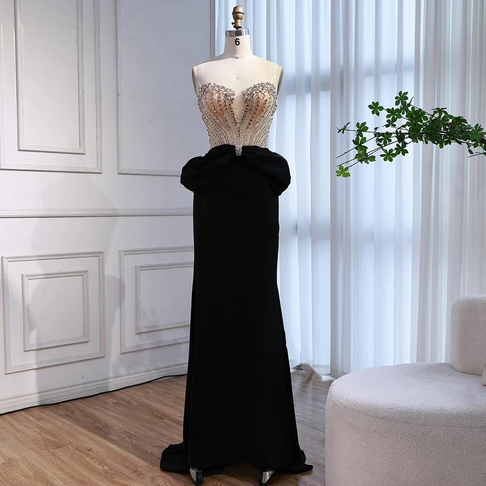 Luxury Red Satin Evening Dress with Bow Designer Gown LA73060