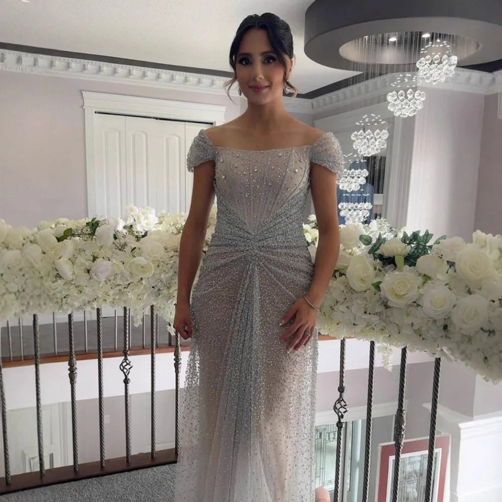 Luxury Designer Beaded Mermaid Evening Dresses Elegant Formal Gown LA72905