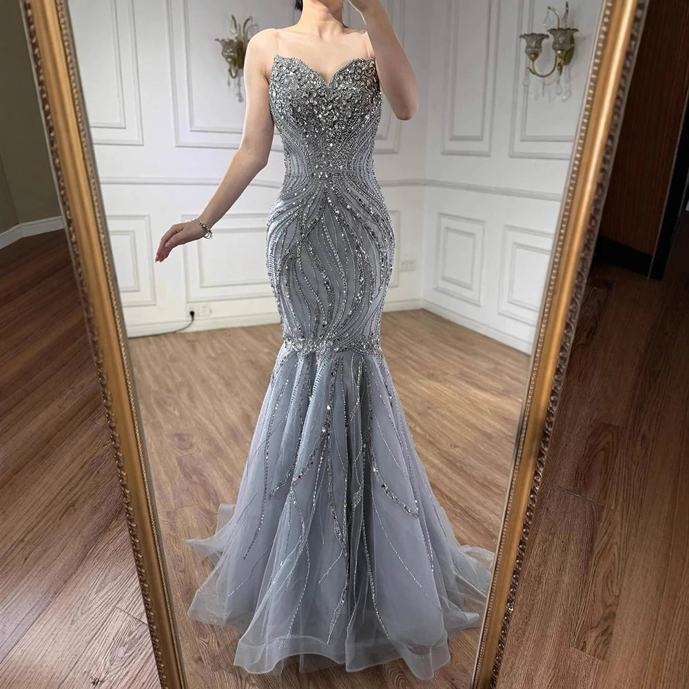 Luxury Pink Beaded   Mermaid Evening Dress LA73124