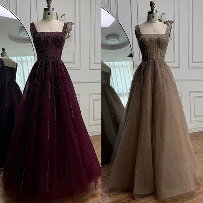 Purple Luxury Square Evening Dresses Arabic Gowns For Party Prom Dress Party LA72857