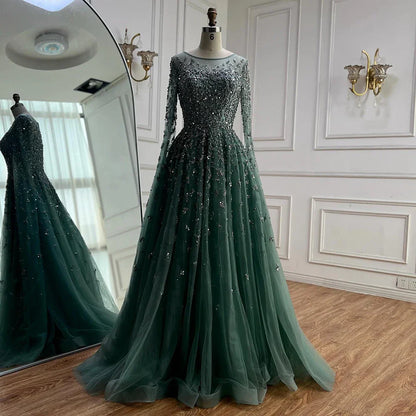 Luxury Beaded Evening Dress With Cape Sleeves LA72965