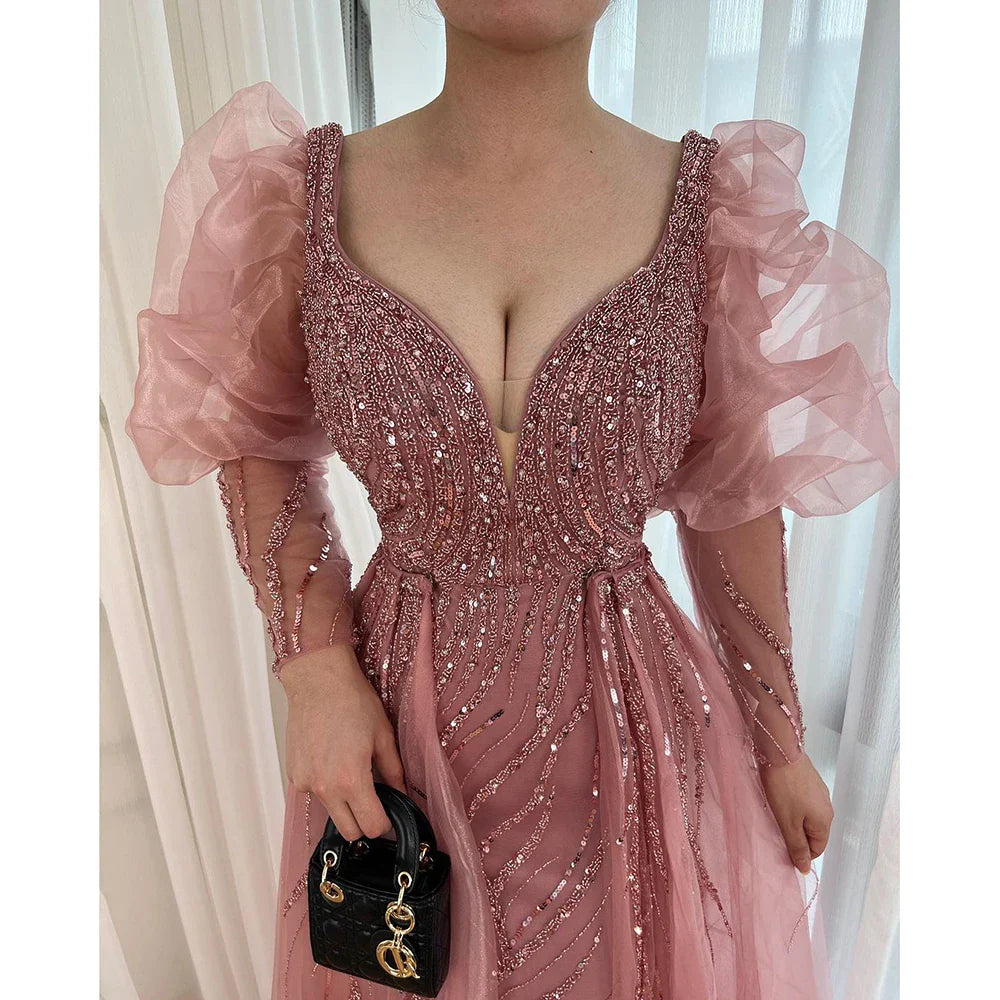 Luxury Desinger Pink Evening Dresses Gowns for Formal Occasion LA71948