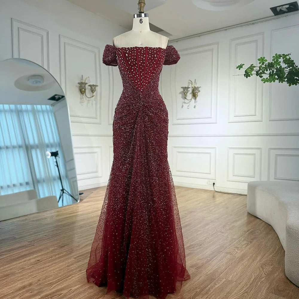 Luxury Designer Beaded Mermaid Evening Dresses Elegant Formal Gown LA72905