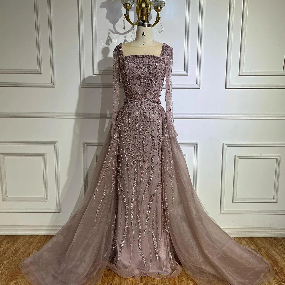 Luxury Green Mermaid Evening Dress with Overskirt LA72710