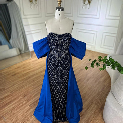 Luxury Designer Dubai  Nude Beaded Mermaid Evening Dress LA72819