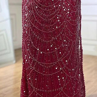Luxury Turquoise Pearl Arabic Mermaid Evening Dress with Cape Sleeves LA72590A