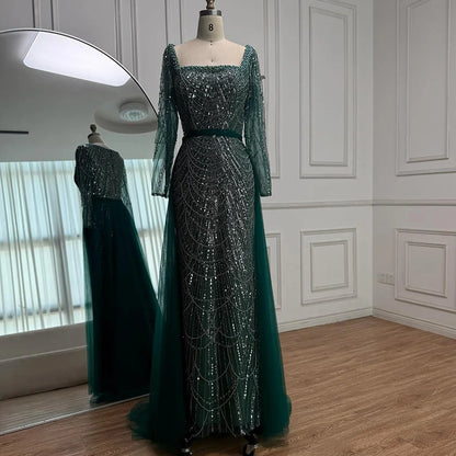 Blue Square Evening Dress  With  Long Sleeve  Plus Size LA72032N