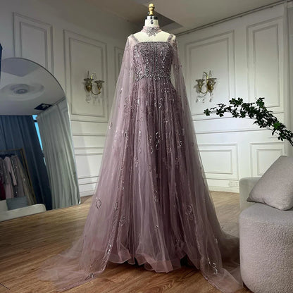 Luxury Nude A-Line Crystal Beaded Arabic Evening Dress LA72764