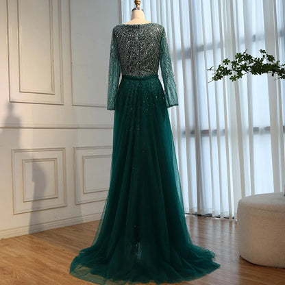 Blue Square Evening Dress  With  Long Sleeve  Plus Size LA72032N