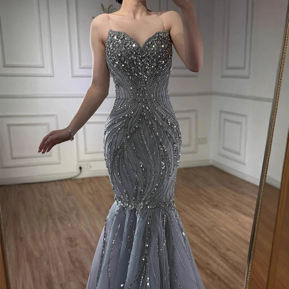 Luxury Pink Beaded   Mermaid Evening Dress LA73124