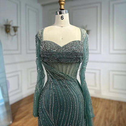 Luxury Nude Beaded Crystal Evening Dress with Overskirt LA72812