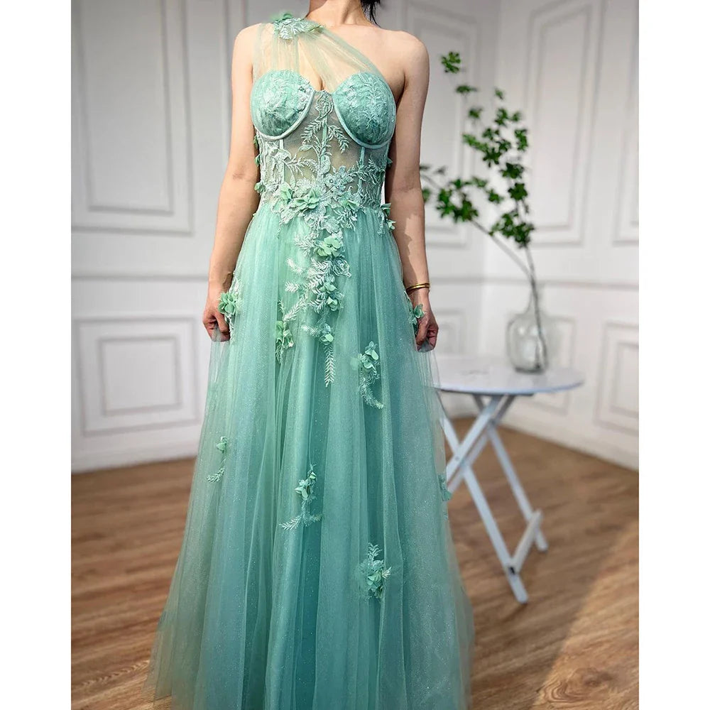 Lilac One Shoulder Floral Split Prom Dress Serene Hill LA71881