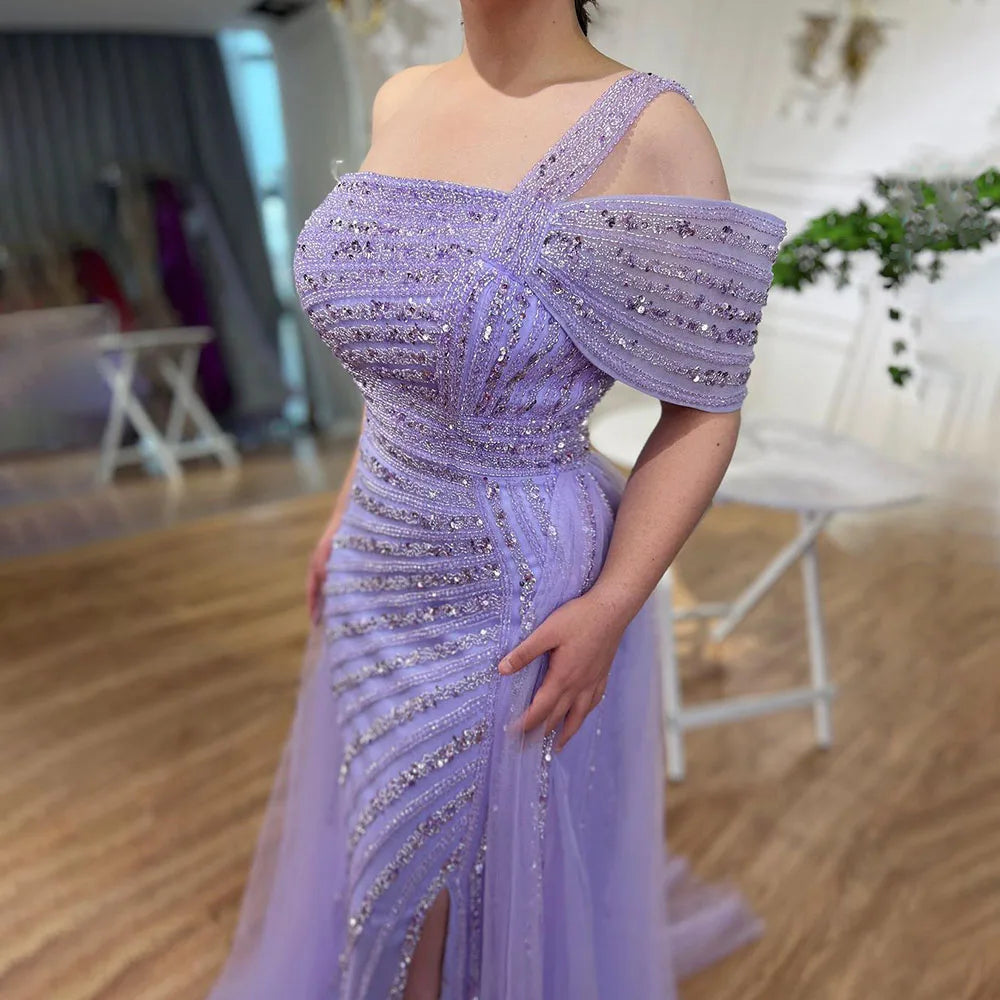 Luxury Sage Green Evening Dress One Shoulder Wedding Party Gowns LA71651