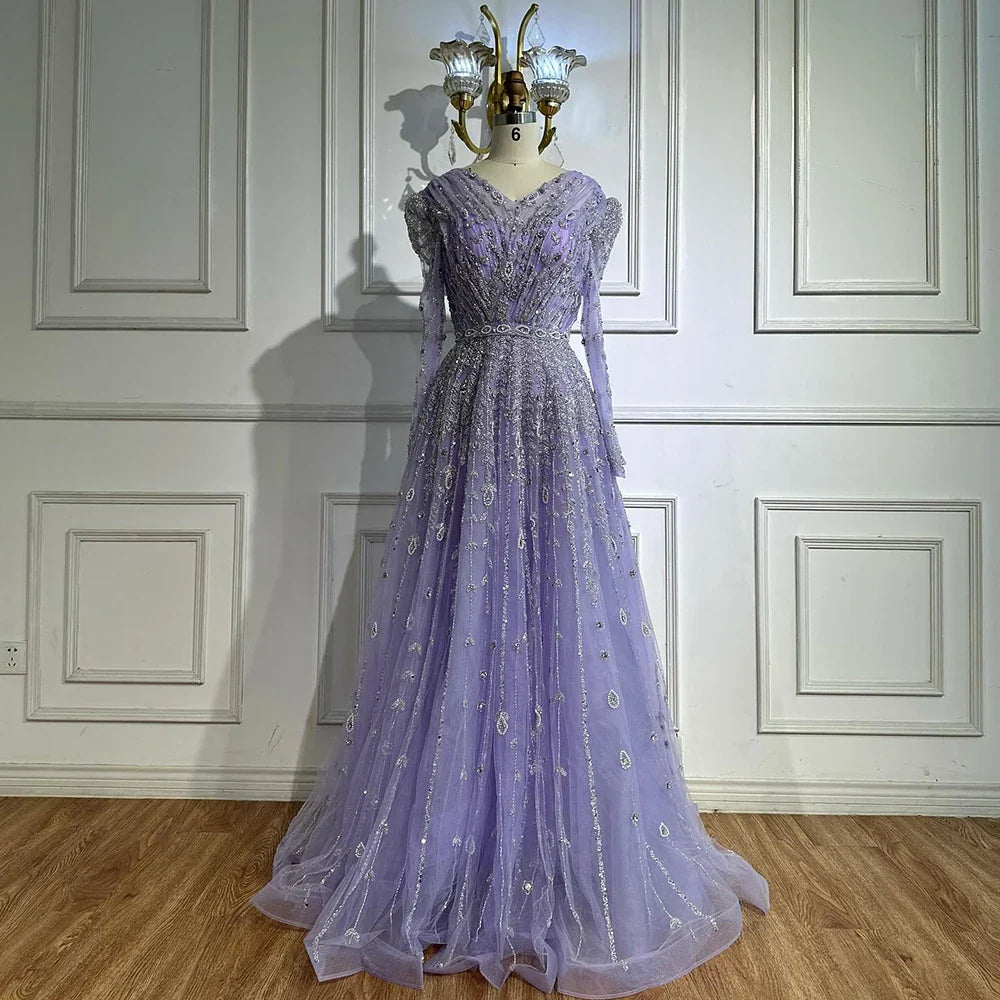 Luxury Nude A Line Beaded Evening Dress for Formal Occasion LA71803D
