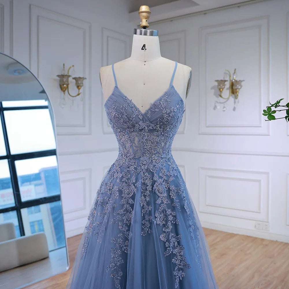 Luxury Pink Tulle A Line Prom Dress with Appliques LA73009