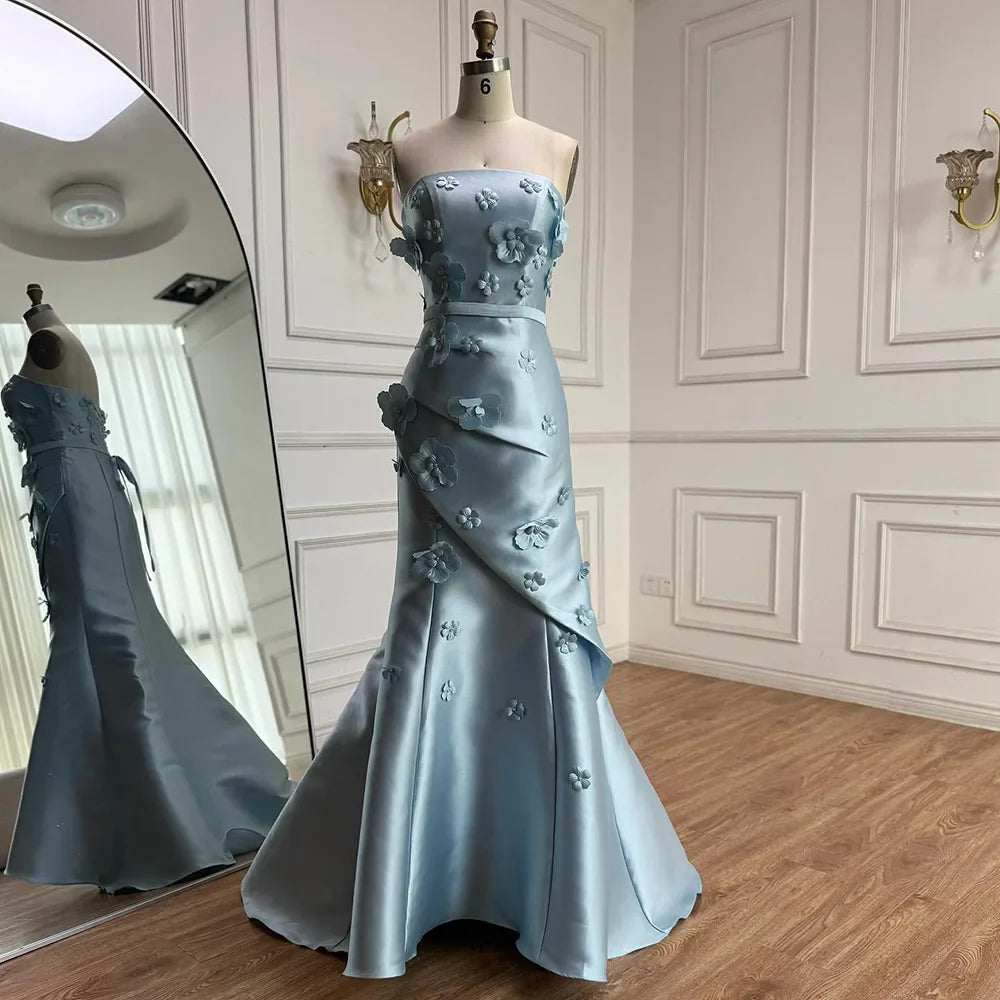 Luxury Pink Ruched Appliques Satin Mermaid Evening Dress Gown Lace-Up Back for Formal Occasion LA72740