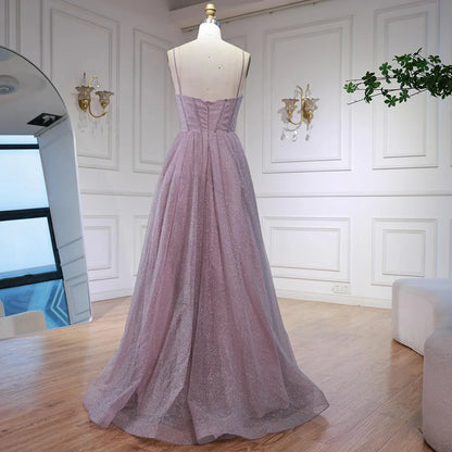 Luxury Pink Glitter A Line Evening Dress with   Bodice LA73017