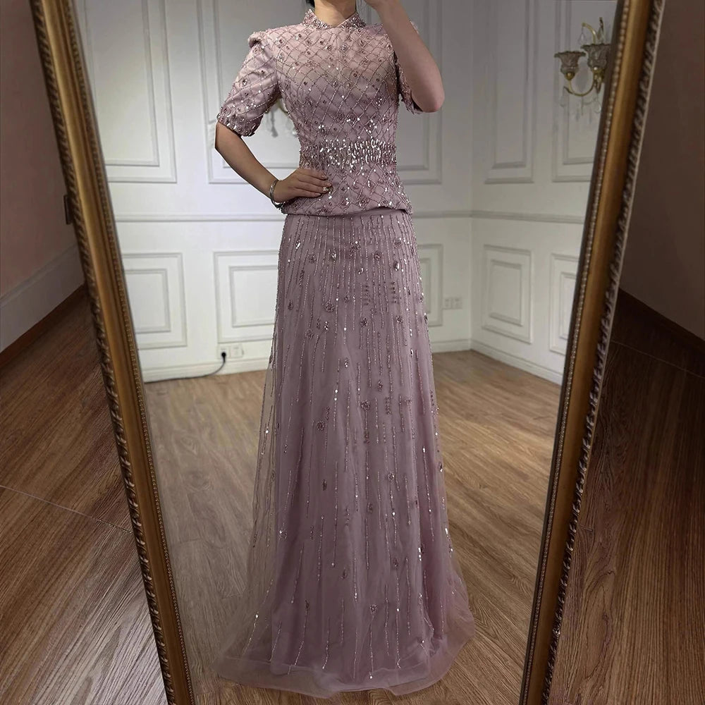 Luxury  Designer Arabic Pink Evening Dress LA72955