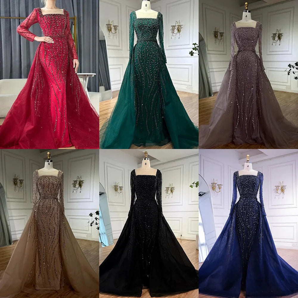Luxury Green Mermaid Evening Dress with Overskirt LA72710