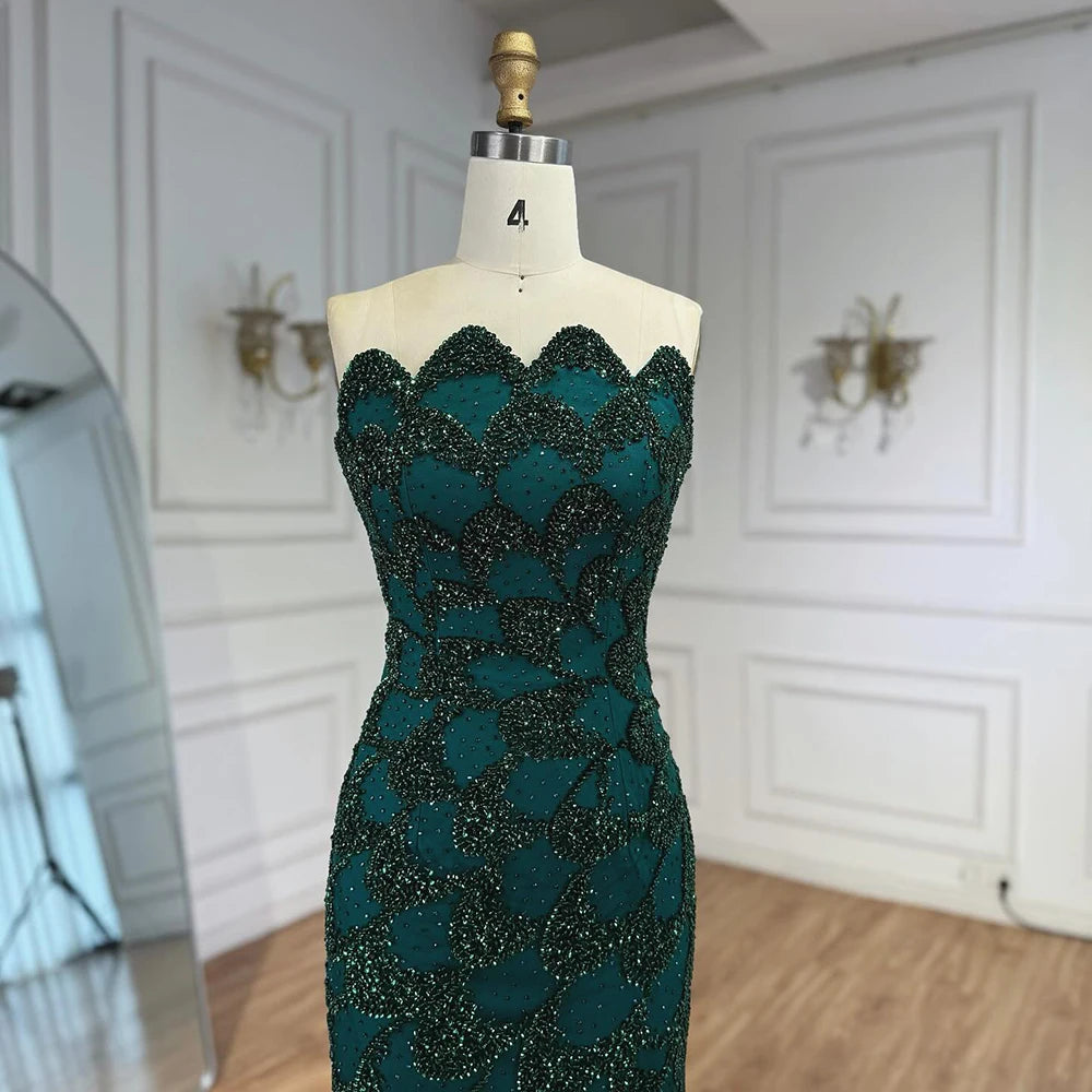 Elegant Green   Mermaid Evening Dress Arabic Style LA73117