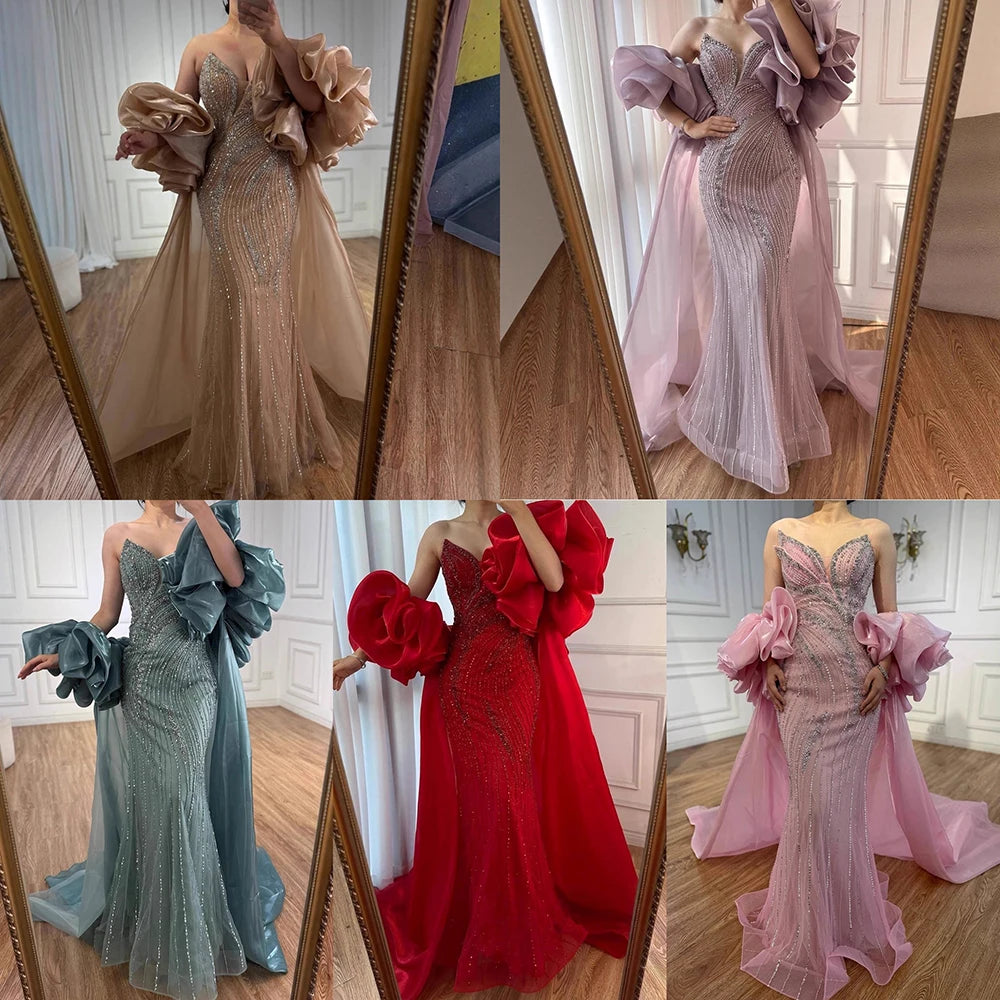 Luxury Red   Mermaid Evening Dress with Cape LA72896