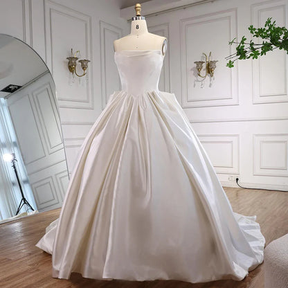 Elegant White   Satin Ball Gown Wedding Dress HA2533