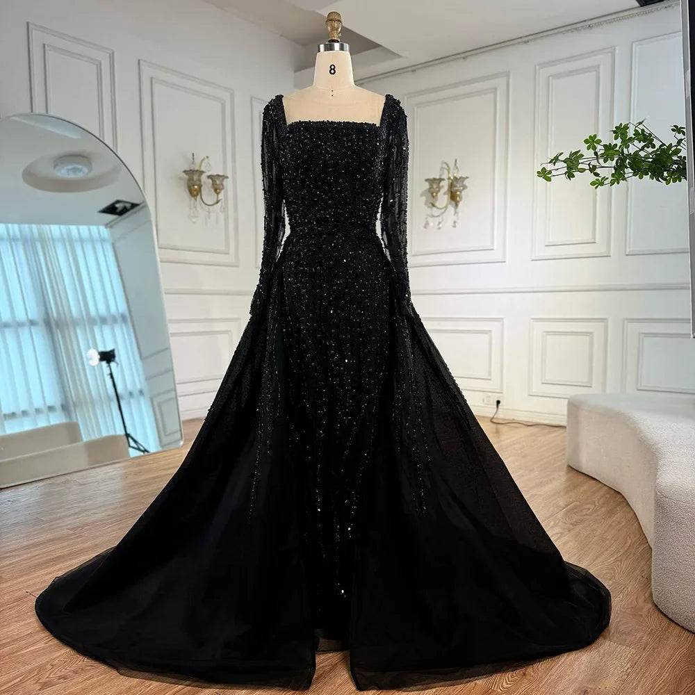 Luxury Green Mermaid Evening Dress with Overskirt LA72710