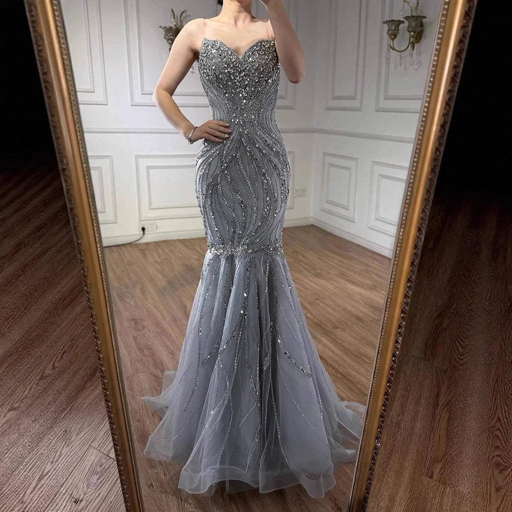 Luxury Pink Beaded   Mermaid Evening Dress LA73124