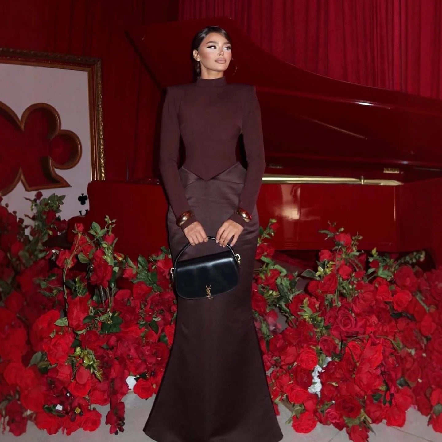 Elegant Brown French Simple Mermaid Evening Dress Minimalist LA73321