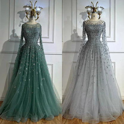Luxury Beaded Evening Dress With Cape Sleeves LA72965