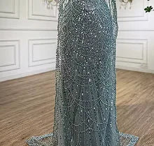 Blue Square Evening Dress  With  Long Sleeve  Plus Size LA72032N