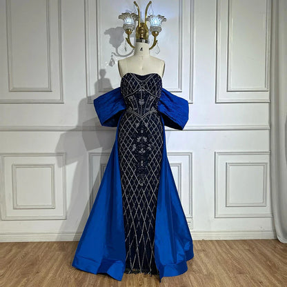 Luxury Designer Dubai  Nude Beaded Mermaid Evening Dress LA72819