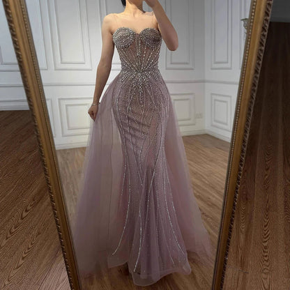 Luxury Nude   Beaded Mermaid Evening Dress LA73133