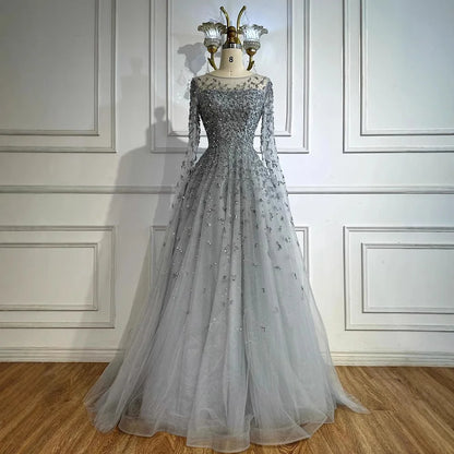 Luxury Beaded Evening Dress With Cape Sleeves LA72965