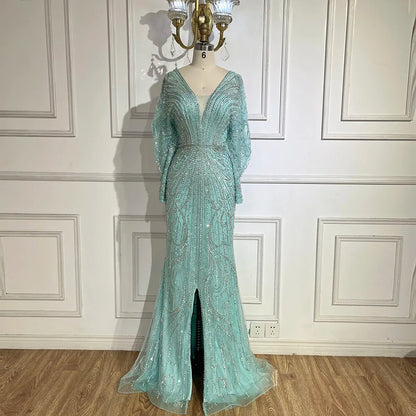 Luxury Arabic Tiffny Mermaid Beaded Evening Dresses Gowns  LA72288A