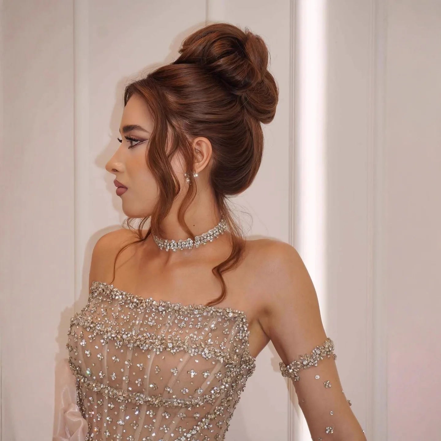 Luxury Dubai Crystal Mermaid Evening Dress with Skirt LA73220