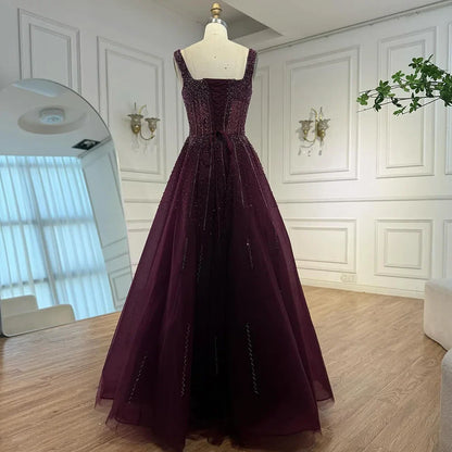 Purple Luxury Square Evening Dresses Arabic Gowns For Party Prom Dress Party LA72857