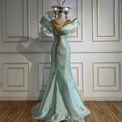 Luxury Designer Lilac Satin Mermaid Evening Dress LA72902