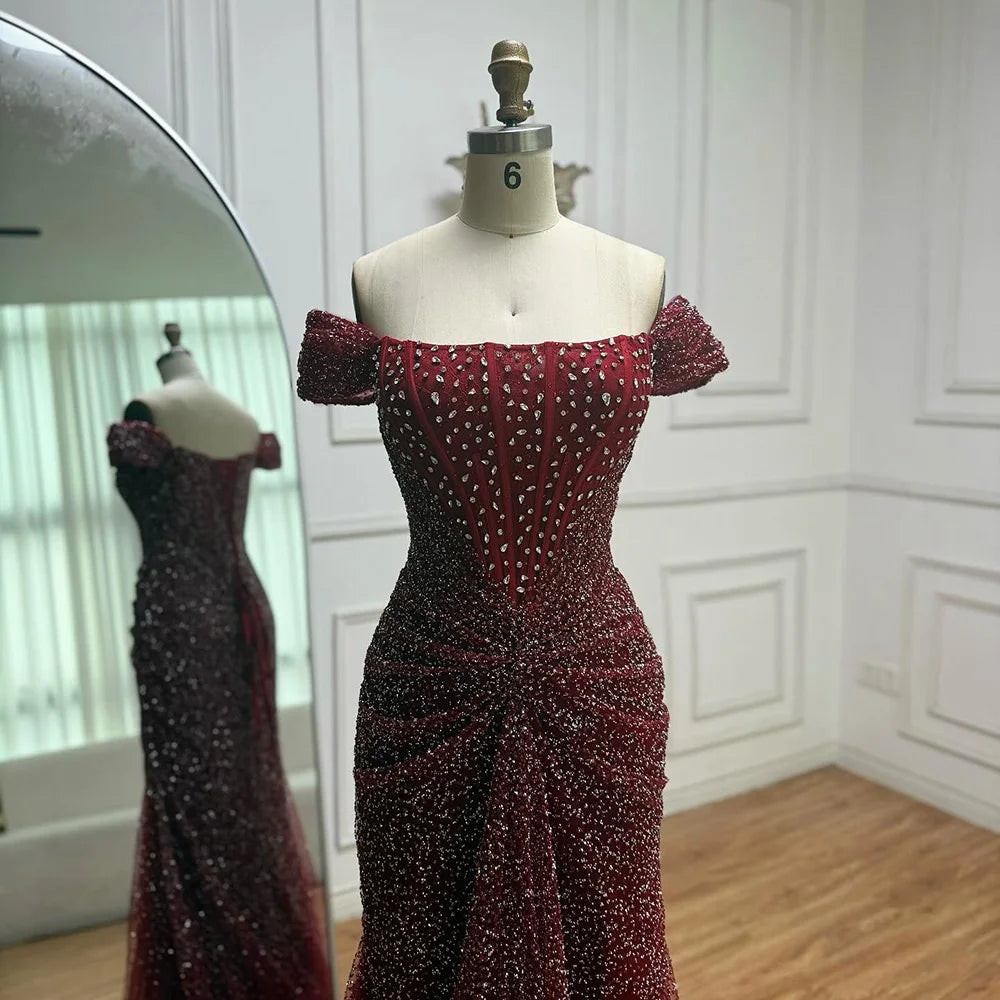 Luxury Designer Beaded Mermaid Evening Dresses Elegant Formal Gown LA72905