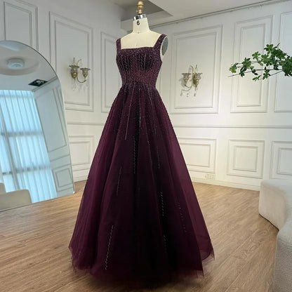 Purple Luxury Square Evening Dresses Arabic Gowns For Party Prom Dress Party LA72857