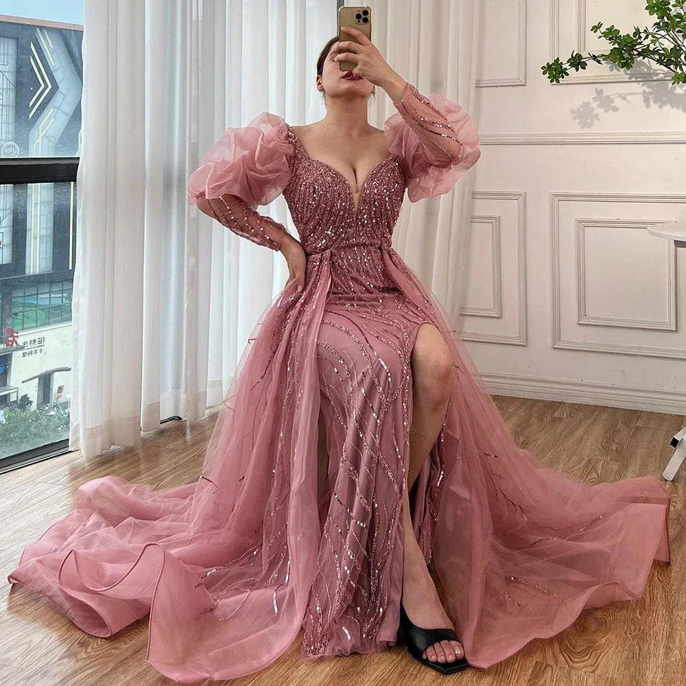 Luxury Desinger Pink Evening Dresses Gowns for Formal Occasion LA71948