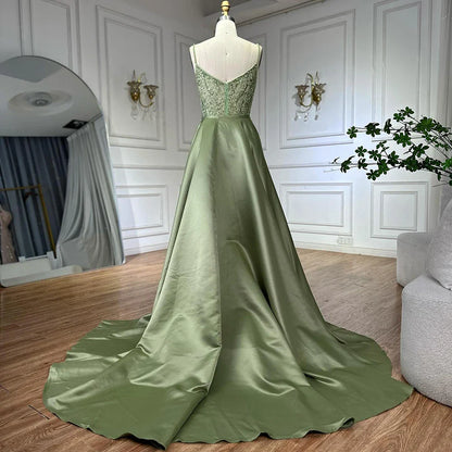Luxury Caramel Beaded Evening Dress with Detachable Overskirt LA72733A