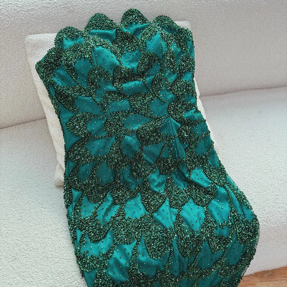 Elegant Green   Mermaid Evening Dress Arabic Style LA73117