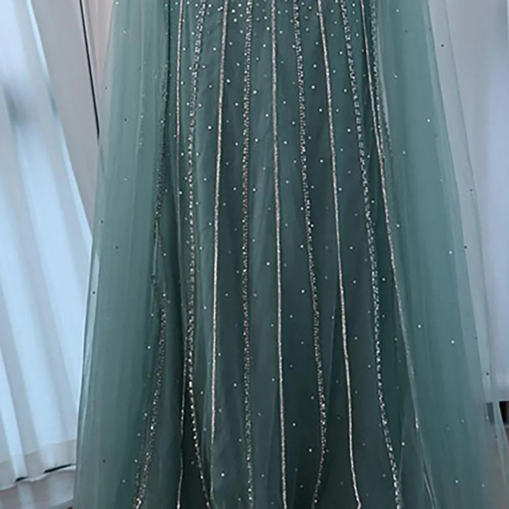 Luxury Dubai Caramel Beaded Evening Dress With Cape LA72811C