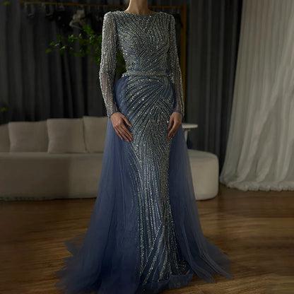 Modest Beaded Luxury Evening Dresses with Detachable Skirt LA71750