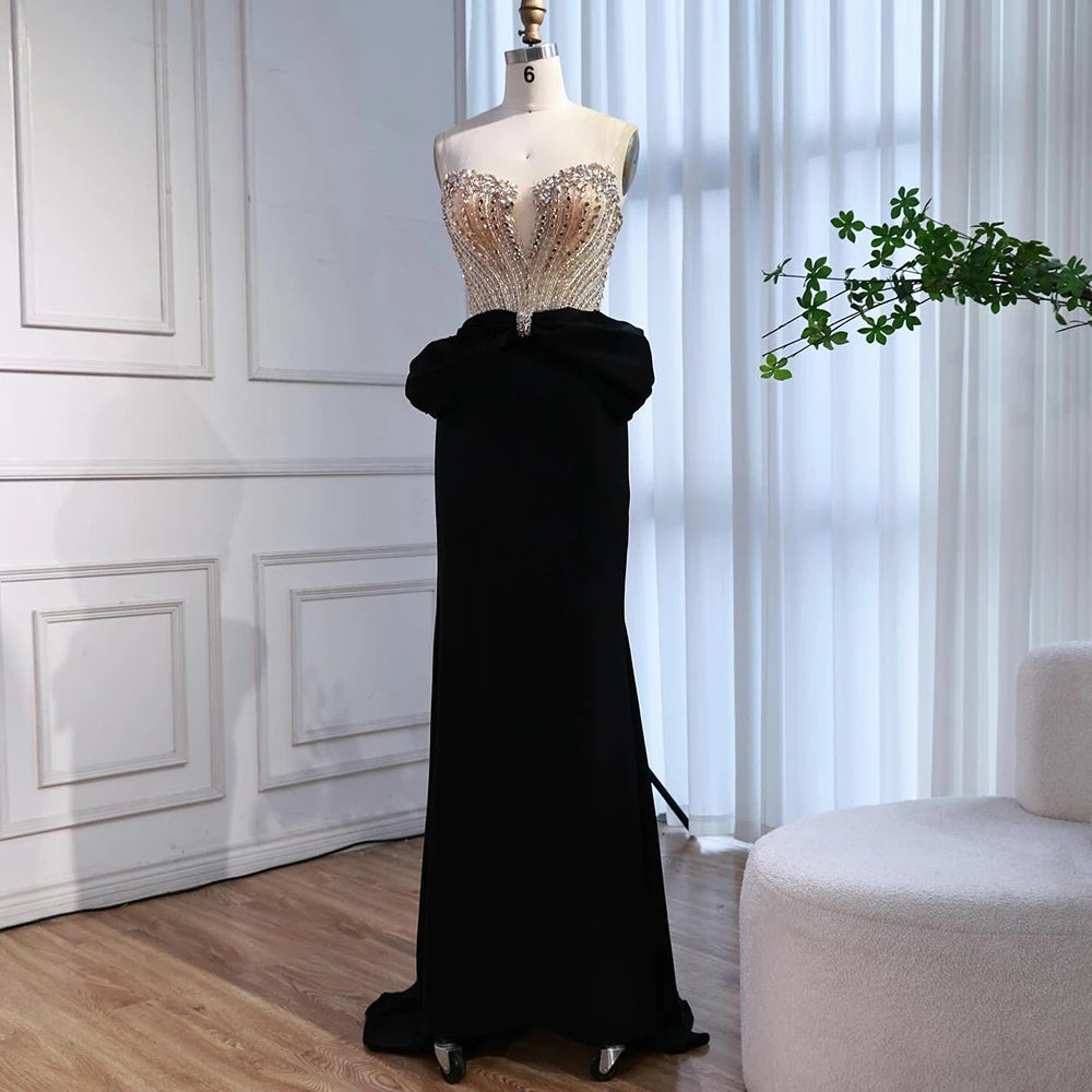 Luxury Red Satin Evening Dress with Bow Designer Gown LA73060