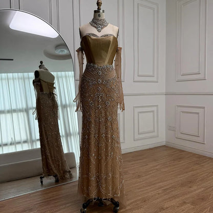 Luxury Beaded   Evening Dress Sheer Long Gloves LA72929