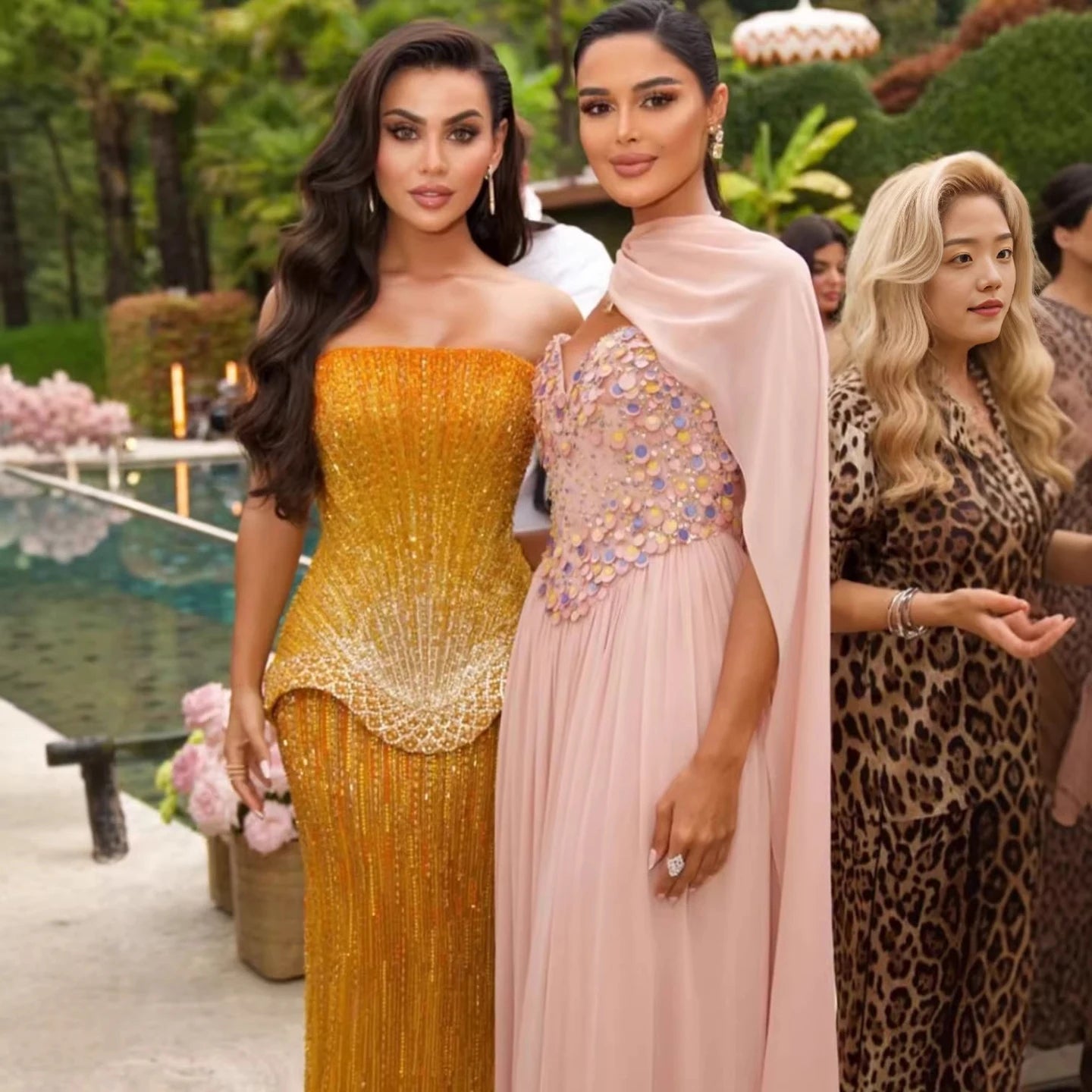 Wasisi Arabic Orange Two Pieces Corset Evening Dress LA73444